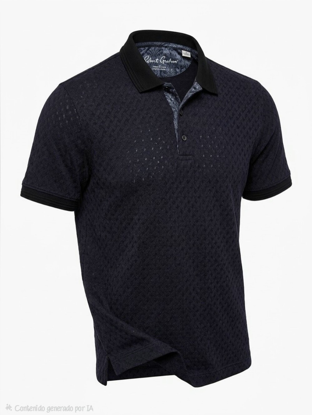 Robert Graham Elias Jacquard Polo Shirt Black Sz XL